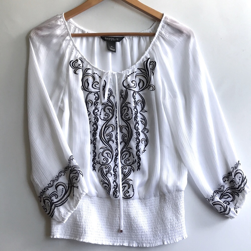 White House Black Market white blouse Sz S